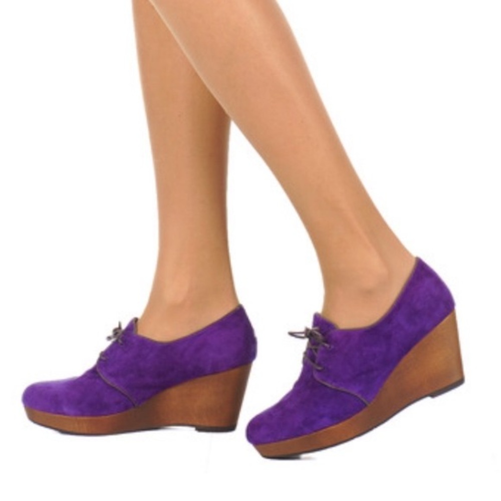 ESSKA anthro purple suede boho wedge shoe size 8.5